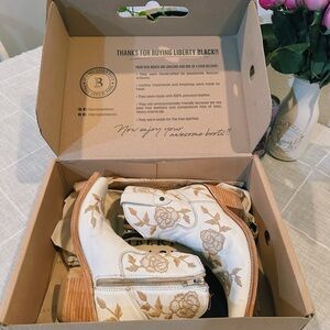 LIBERTY BLACK Floral Embroidered Ankle Boots